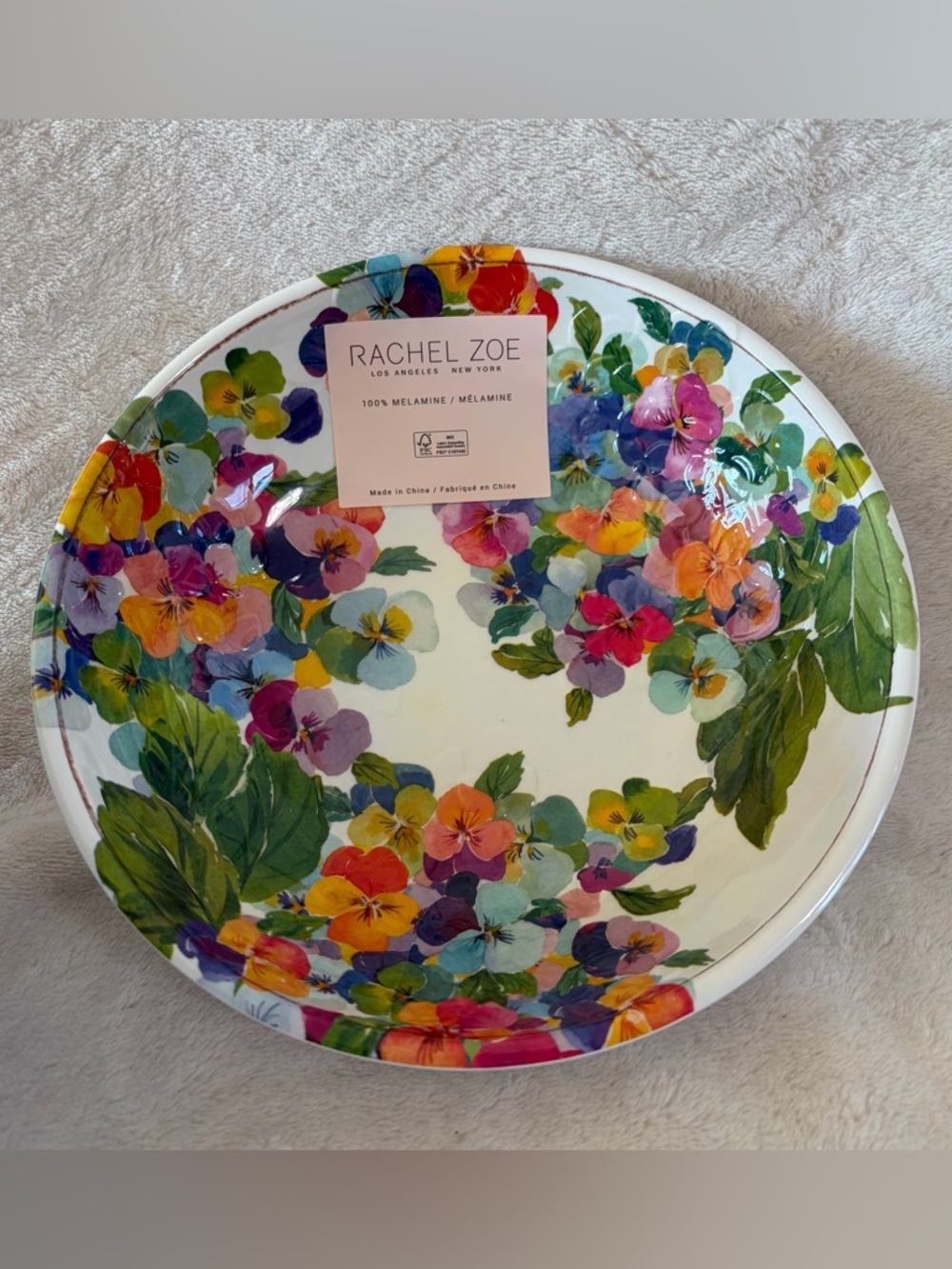 NWT Rachel Zoe Pansy Floral Melamine Bowls Set of 4